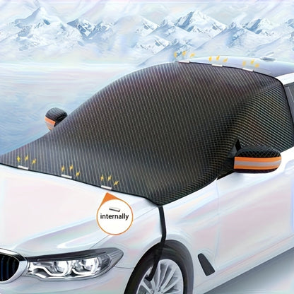 Magnetic Car Sunshade Cover Universal Fit – UV Blocking Heat Insulating Snow Wind Leaf Proof with Reflective Strips