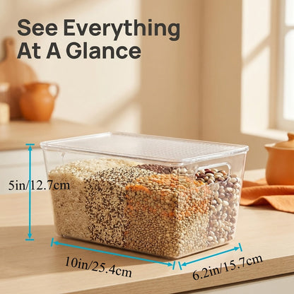 Clear Stackable Storage Bin Set with Six 10 x 6 x 5-Inch Containers, Matching Lids and Side Handles