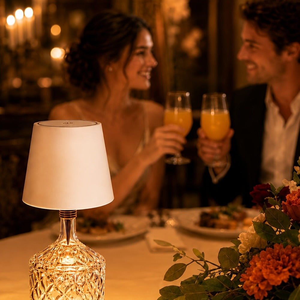 Table Lamp with Rechargeable Bottle-Top LED Shade, Three Color Temperatures, Touch Dimming and Five Options