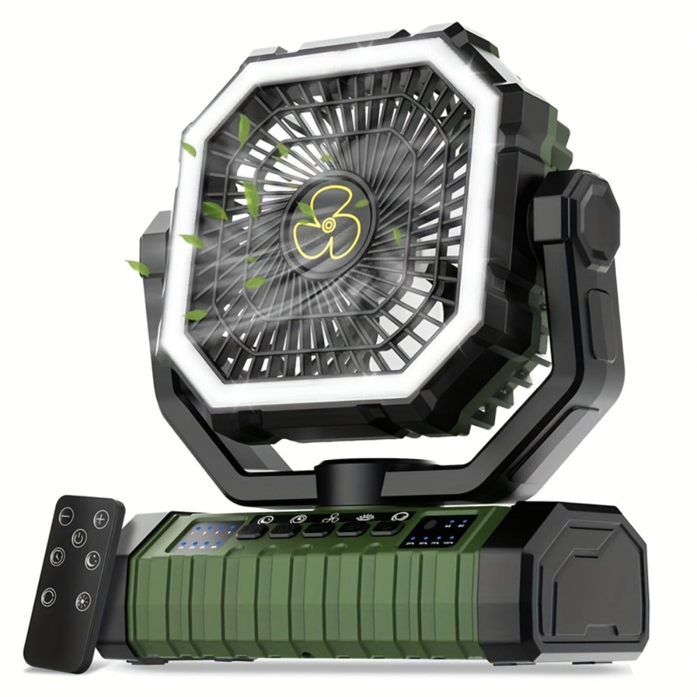 Outdoor Fan, 20000mAh with Built-In LED Light, USB Rechargeable Portable Outdoor Fan with Sturdy Handle, Rugged Compact Design for Tent