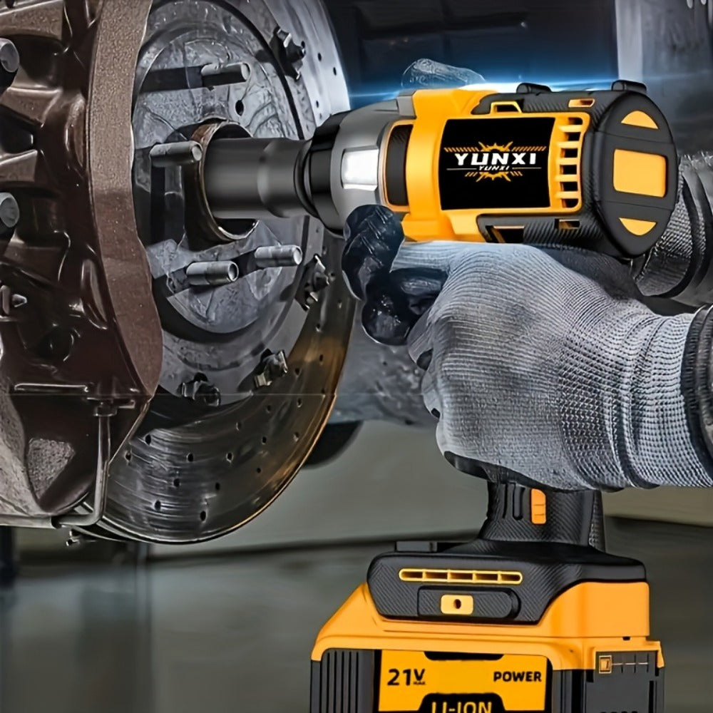 Cordless Impact Wrench 21V Brushless Electric Drill Set with 4000mAh Battery, Toolbox & Full Accessories
