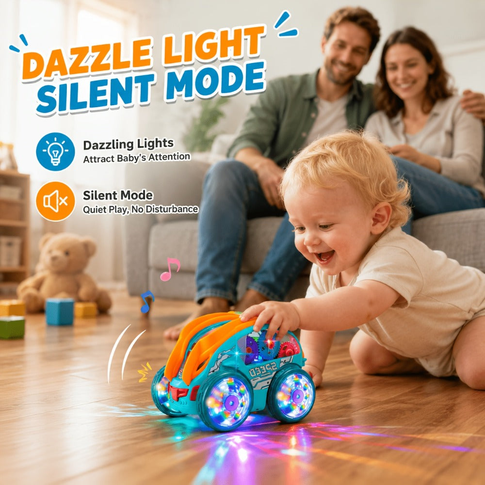 Dump Truck Toy Car with Colorful LED Lights & Music, Auto Rolling Construction Vehicle Toy for Toddlers Kids Ages 2+