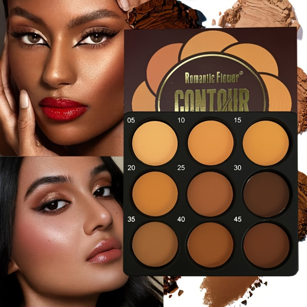 9 Color Contour Palette Matte Waterproof Full Coverage Concealer Eyeshadow Foundation Primer Oil Control 3D Face Sculpting Natural Makeup