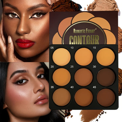 9 Color Contour Palette Matte Waterproof Full Coverage Concealer Eyeshadow Foundation Primer Oil Control 3D Face Sculpting Natural Makeup