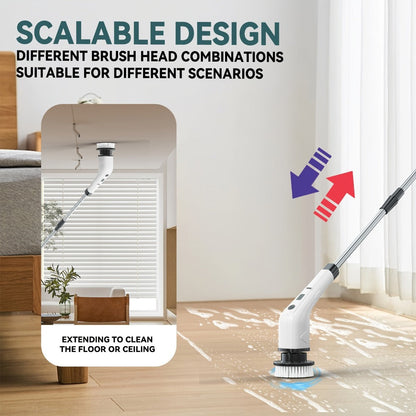 Telescopic Electric Cleaning Brush with Long Handle, 7-in-1 & 14-in-1 Multifunctional Power Scrubber Kit