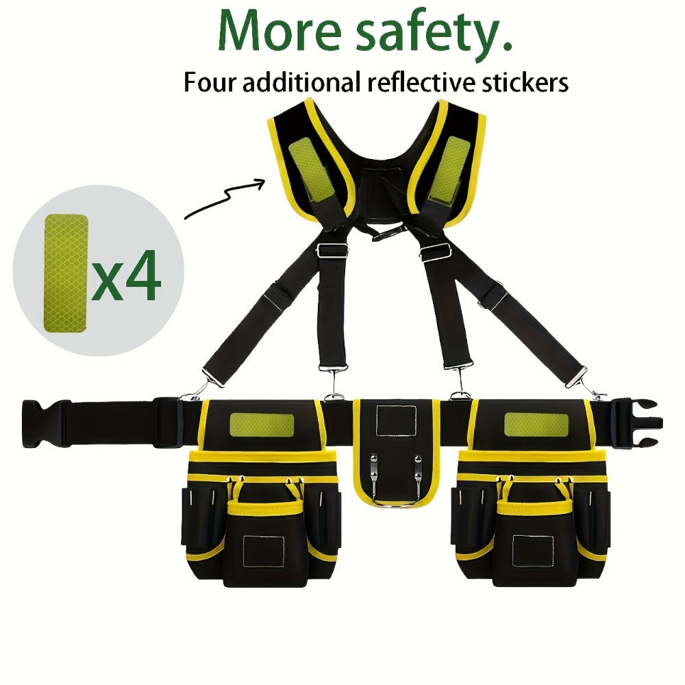 Tool Belt Multi-Pocket Tool Pouch Bag Adjustable Waist Tool Organizer for Electricians for Entryways, Bedrooms and Living Spaces