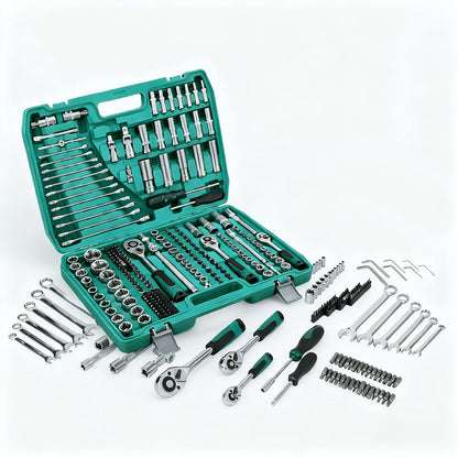 Mechanic Tool Kit Auto Repair Socket Set 1/4" 3/8" 1/2" Drive Ratchet Wrench Combination – 53 to 216-Piece Professional Grade Car Repair