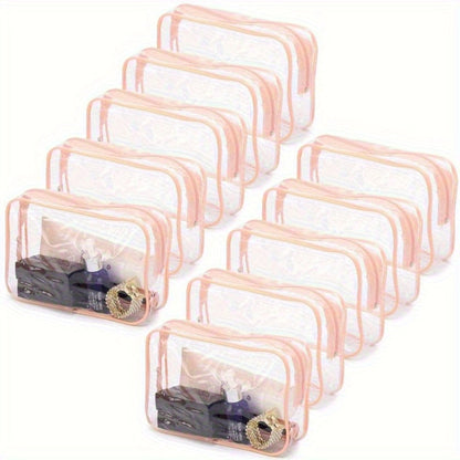 Clear PVC Makeup Bag Set 10 Pcs Transparent Waterproof Cosmetic Bags Reinforced Zipper TSA Approved Travel Toiletry Organizer See-Through