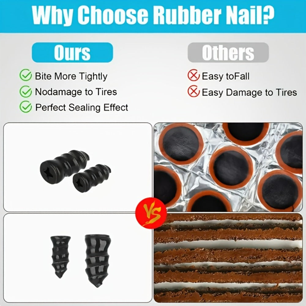 Tubeless Tire Repair Kit 121-Piece – Rubber Nail Plugs with Screwdriver, Emergency Puncture Repair Tool for Car, Truck & Motorcycle