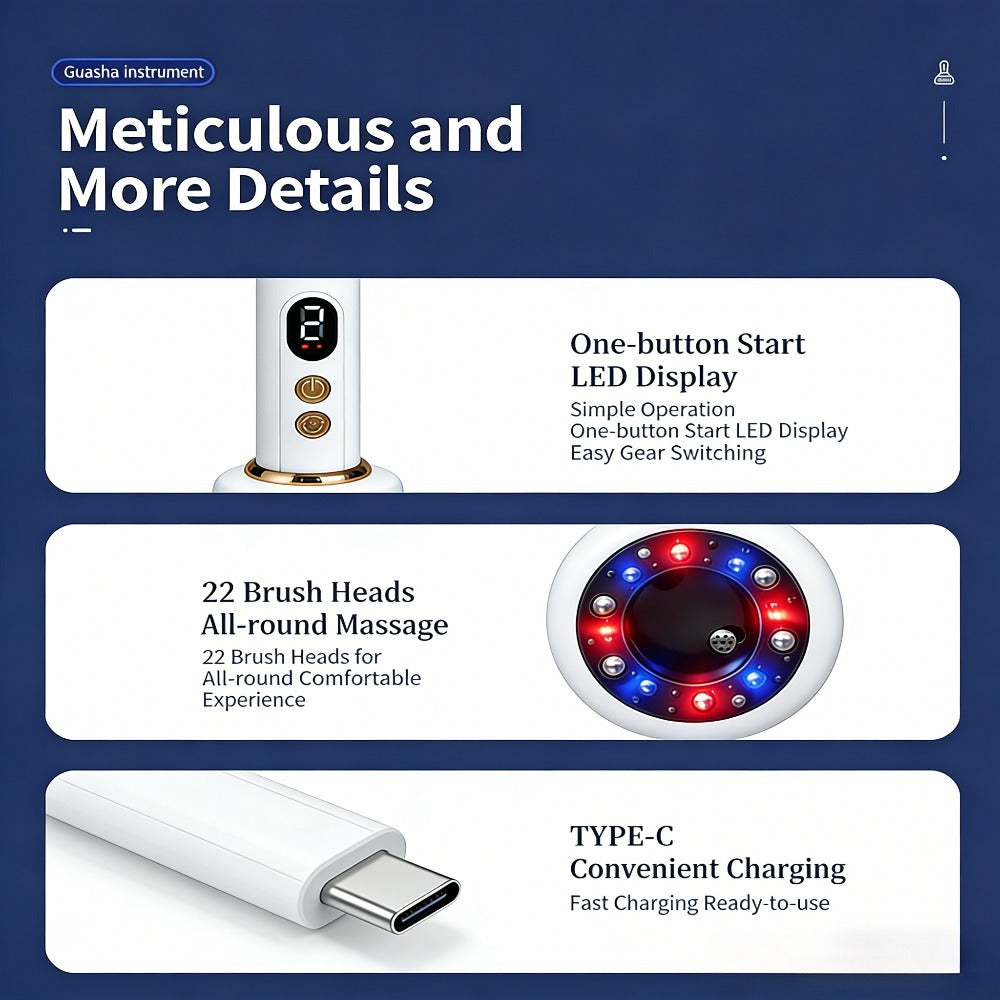 Vacuum Cupping Massager USB Rechargeable Scraping Massage Device Intelligent Suction Cup with 1200mAh Battery for Home or Salon Spa Use