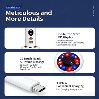 Vacuum Cupping Massager USB Rechargeable Scraping Massage Device Intelligent Suction Cup with 1200mAh Battery for Home or Salon Spa Use