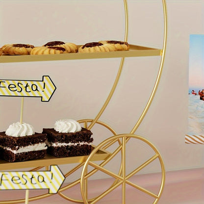 Cupcake Stand Gold Round Dessert Display Tower with Crown Handles for Entryways, Bedrooms and Living Spaces