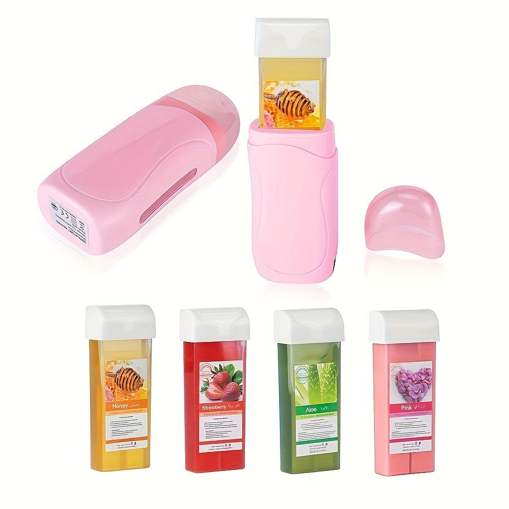 Wax Warmer Roller Kit for Hair Removal – Portable Electric Roll-On Soft Wax Heater for Women & Men, At-Home & Salon Waxing