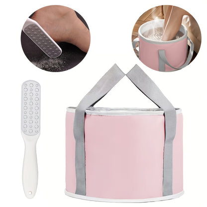 Foot Scrubber & Foldable Foot Soak Tub Set, Dead Skin Remover Callus Exfoliator with Portable Collapsible