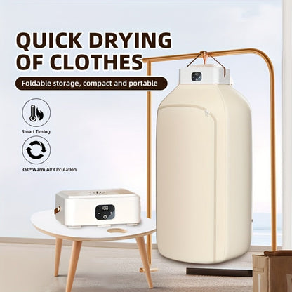 Mini Dryer Machine 600W Portable Clothes Dryer Dual Mode Quiet Operation Timer 1H 2H 8H Energy Efficient for Apartments Dorms RVs Travel