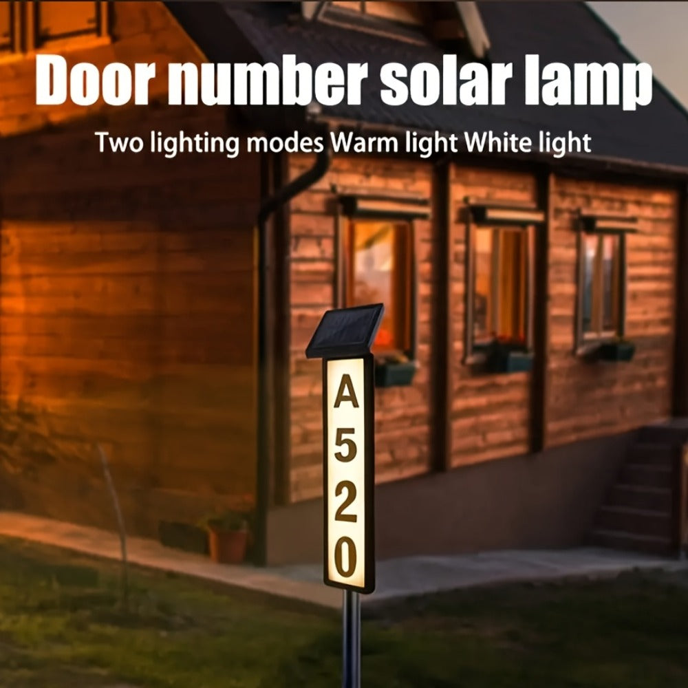 Solar Column Sign Light LED Address Sign Light Outdoor - Dusk to Dawn Solar Powered Post Light for Home Driveway Gate Lawn Floor Yard