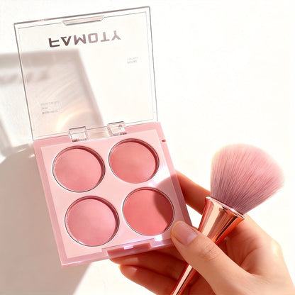 Blush Palette with Brushes Set 4-in-1 – Low Saturation Matte Powder Soft Gradient Finish, Buildable Coverage for Cheeks & Eyes