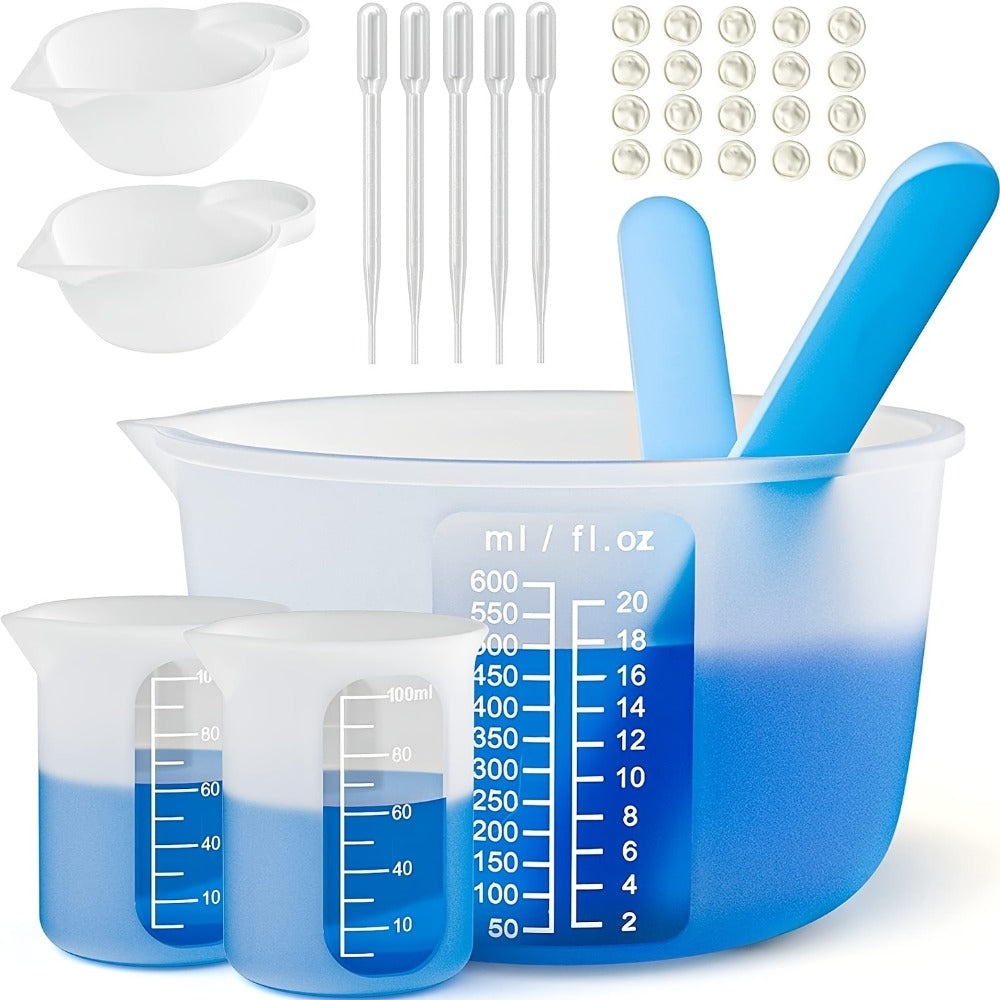 Silicone Resin Measuring Cup Kit, DIY Epoxy Resin Craft Tools Set for Jewelry Making, Slime, Casting & Pouring