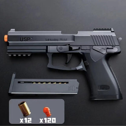 USP Bullet Toy Gun Pistol with Shell Ejecting, Continuous Rapid-Fire Foam Blaster for Boys & Girls