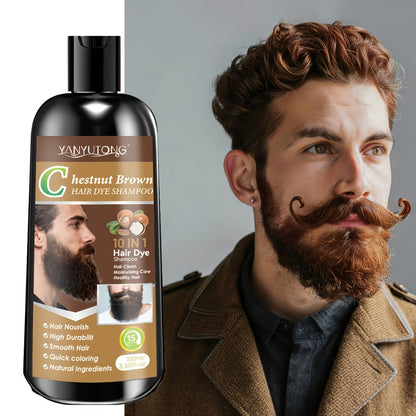 Color Shampoo for Beard & Hair, Natural Plant Dye Formula, Ammonia-Free Quick Gray Coverage
