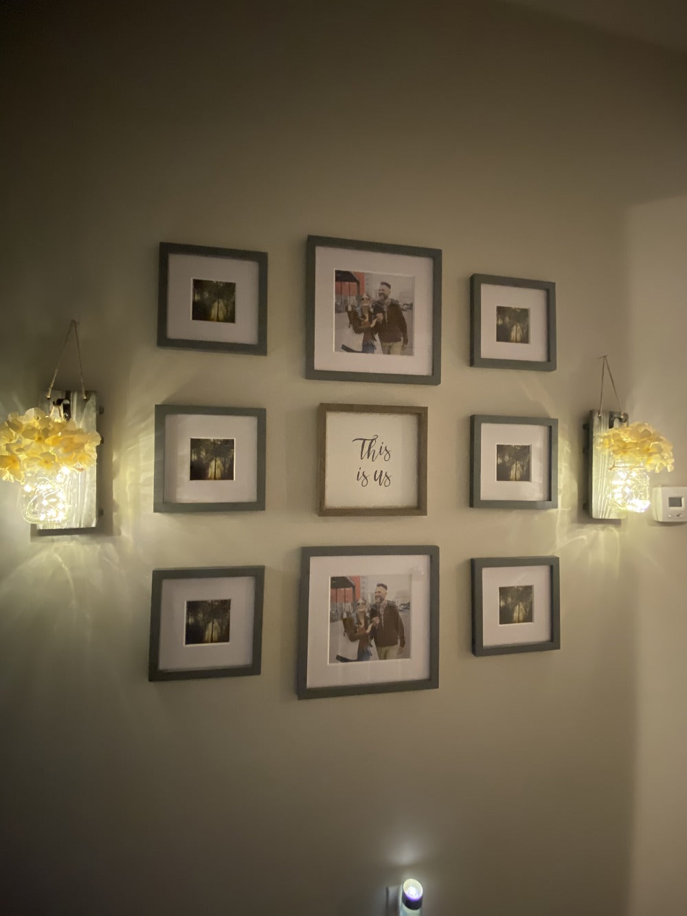 Mason Jar Wall Sconces Set of 2 – Rustic Farmhouse Wall Decor with Ivory Hydrangea Flowers