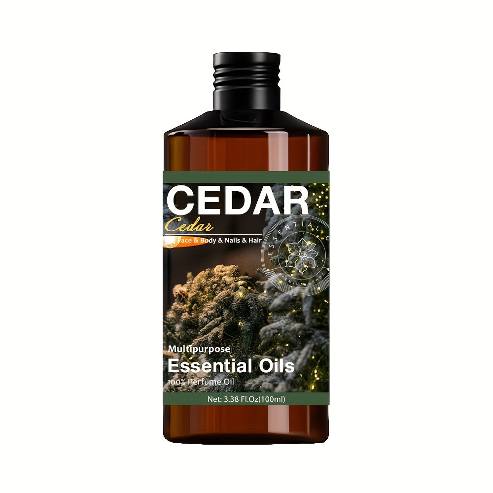 Essential Oil Cedarwood 100ml Dropper Bottle with Warm Woody Scent for Diffuser, Soap and Massage
