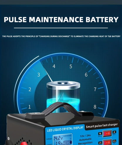 Intelligent Battery Charger & Inverter 12V & 24V – LCD Display, Trickle Maintenance, Overcharge & Short Circuit Protection for Cars Yachts