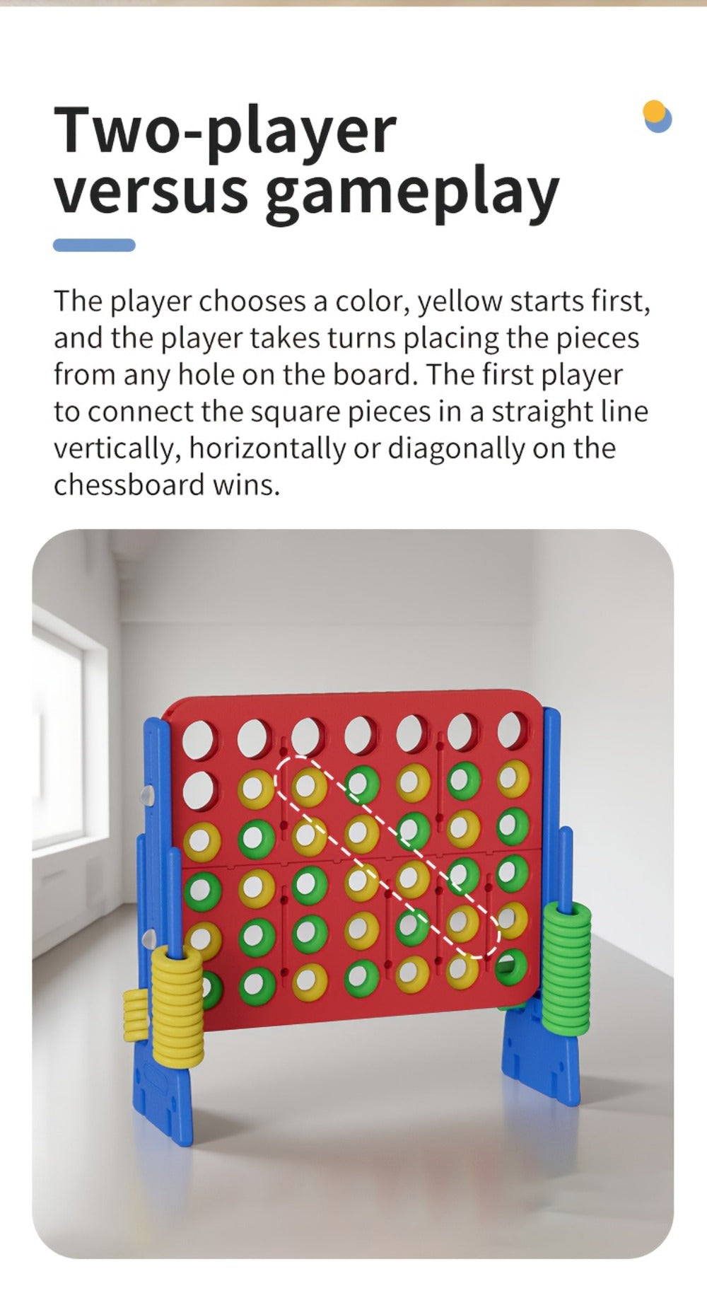 Height Adjustable Giant Connect 4 Game 33-37 Inch, Jumbo 4-in-a-Row Outdoor Yard Game with Quick Release Slider for Teens