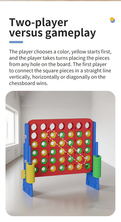 Height Adjustable Giant Connect 4 Game 33-37 Inch, Jumbo 4-in-a-Row Outdoor Yard Game with Quick Release Slider for Teens