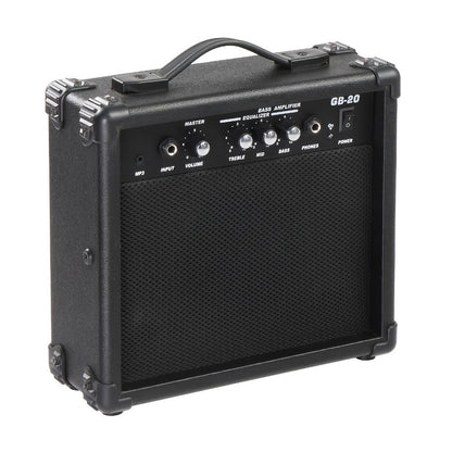 20W Electric Bass Guitar Amplifier with 6.5-Inch Speaker, Volume Treble Bass Middle Controls, Headphone Output Jack
