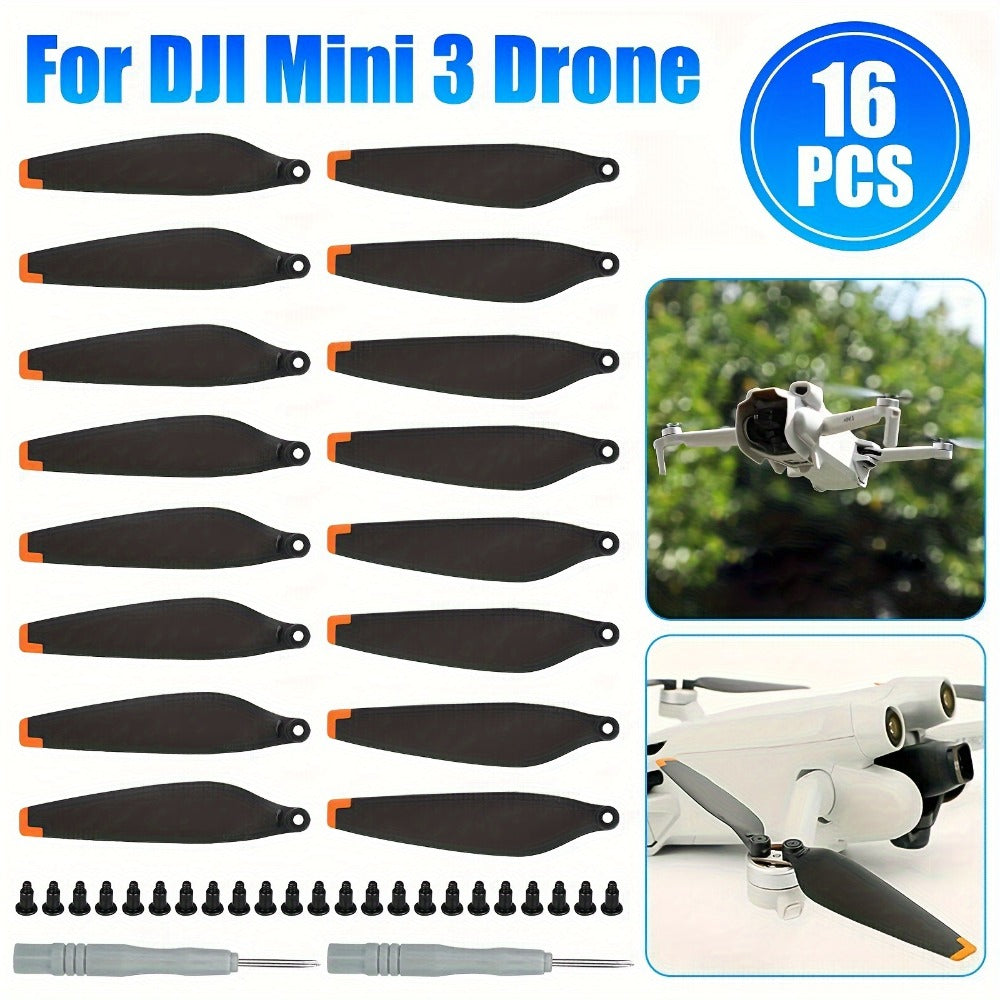 DJI Mini 3 Replacement Propellers 16pcs, Low-Noise Quick-Release Drone Blades Upgrade Kit with Screws & Screwdrivers