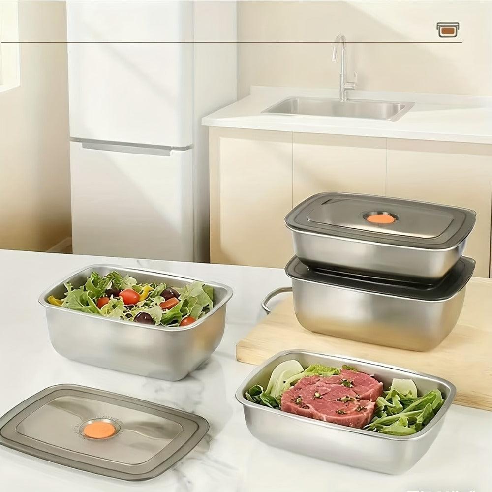 Stainless Steel Food Storage Containers, 6-Pack Airtight Stackable Meal Prep Containers with Lids – 40.58 oz Each