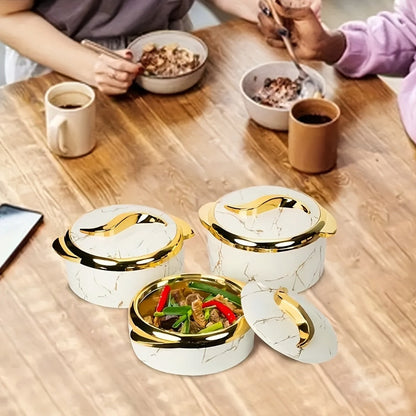 Insulated Casserole Dish Set 3-Piece Thermal Food Warmer with Lids, Stainless Steel Serving Bowls for Hot & Cold Food