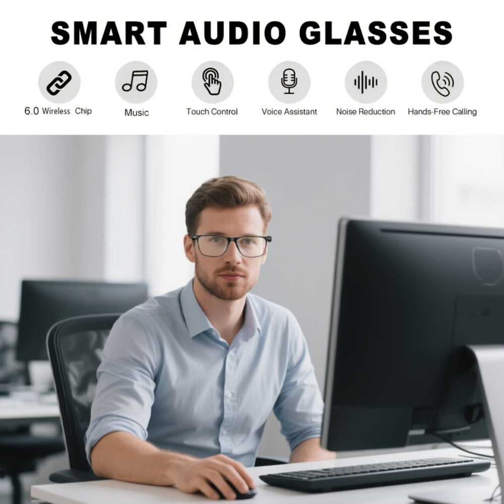 Anti-Blue Light Smart Audio Glasses Bluetooth 5.3 HiFi Open-Ear Wireless Calls Music Anti-UV Lens for an Everyday Personal Care Routine