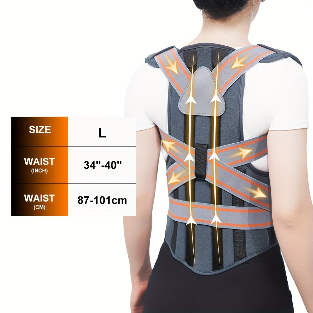 Full-Back Posture Brace with Dual Elastic Straps, Support Panels and S–XXL Size Options for Daily Wear