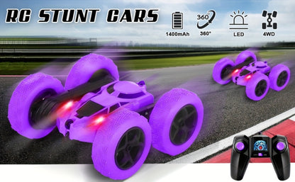 Remote Control Car, Double-Sided 360-Degree Flip Stunt Model with LEDs, 2.4GHz Control and 1400mAh Battery