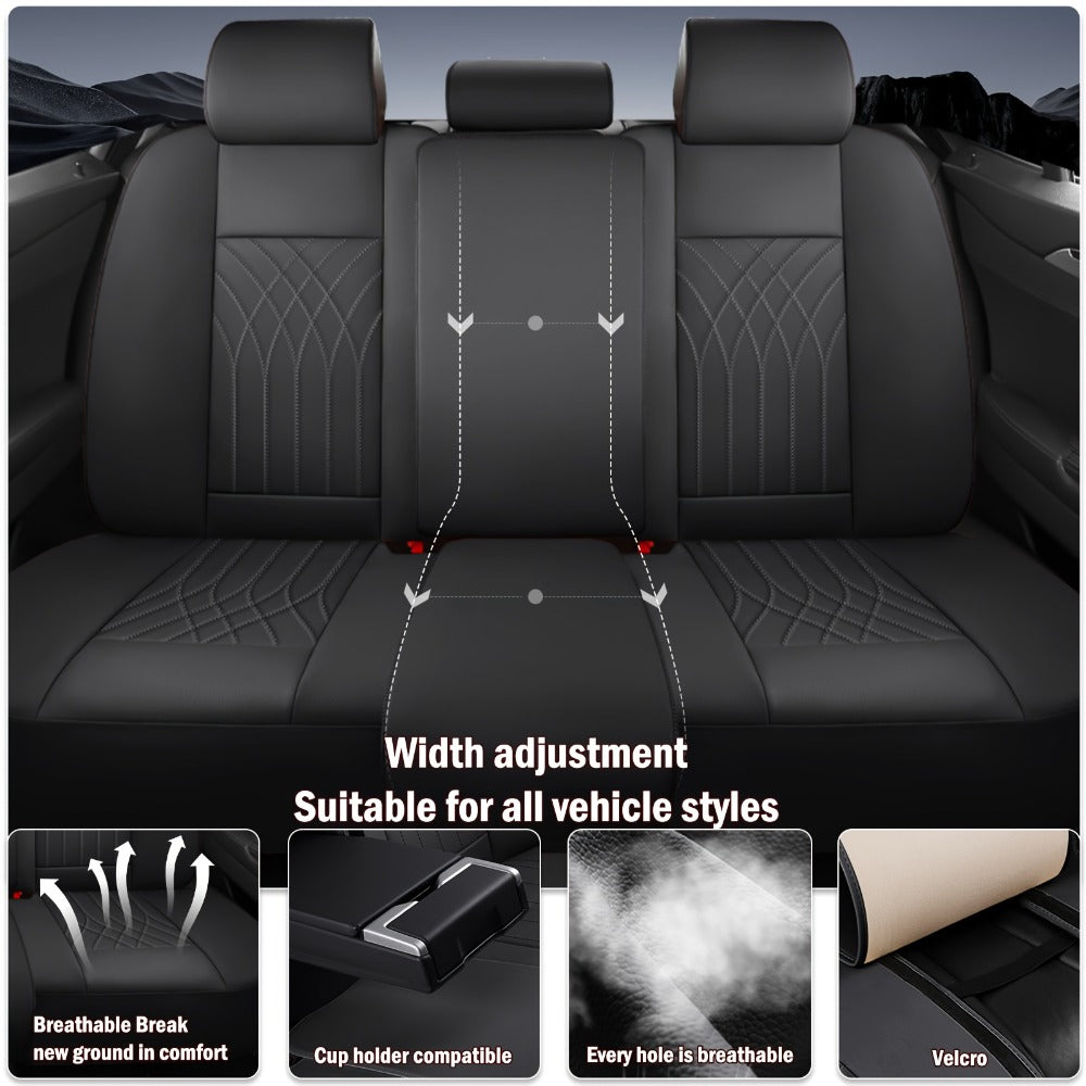 Car Seat Covers PU Leather Full-Coverage Set with Two-Front or Five-Seat Configuration Options