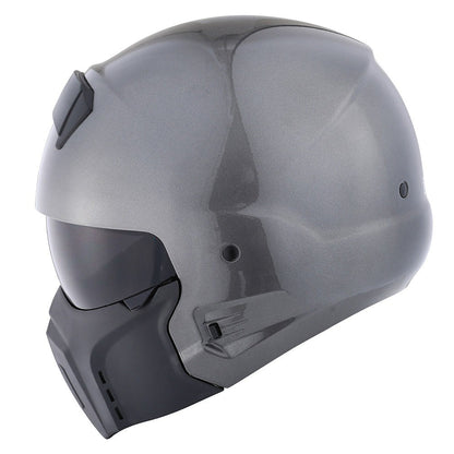Motorcycle Helmet Convertible Full/Open-Face Shell with Detachable Mask, Smoked Shield, S-XL Sizes and Multiple Styles