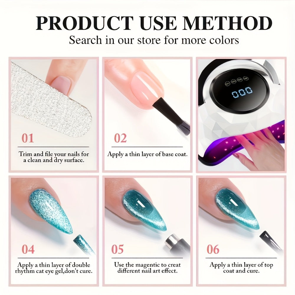 Purple Cat Eye Magnetic Gel Polish Set 9 Colors UV LED Soak Off | 3D Light-Shifting Effect 0.51oz Each Long Lasting Chip-Free | Salon & Home