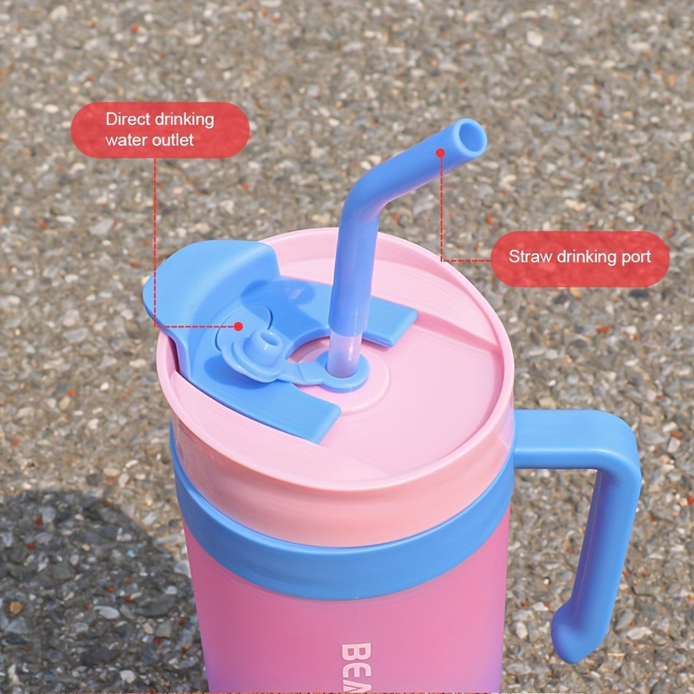 Tumbler Set 3pcs Gradient Color Frosted Plastic Water Cup with Straw Double Drinking Large for Entryways, Bedrooms and Living Spaces
