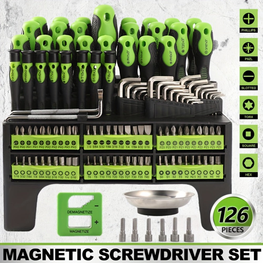 Screwdriver and Bit Organizer Set with 100-, 118- or 126-Piece Color-Coded Rack Configurations