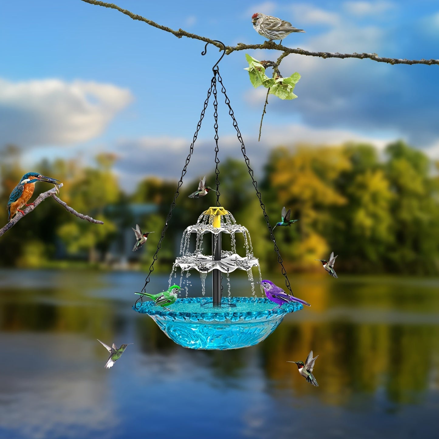 Solar Bird Bath Fountain 3-Tier with Pump for Garden, Patio and Yard Use, with the Listed Configuration