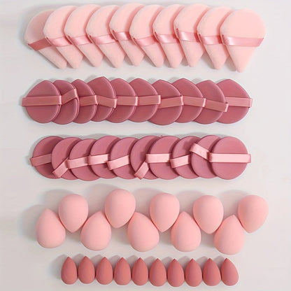 Makeup Sponge & Cushion Puff Set 50Pcs Ultra-Soft Velvet Latex-Free Blending Sponges for Liquid Foundation Concealer BB Cream Wet Dry Use
