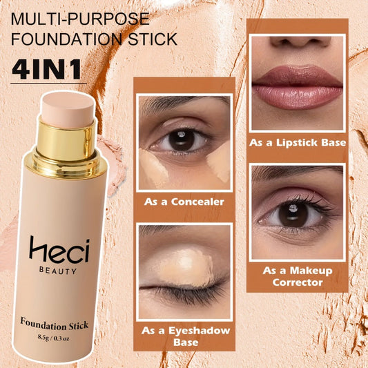 CC Cream Foundation Stick 2-Pack – Full Coverage Concealer, Waterproof Long-Lasting Natural Matte Finish, Lightweight Moisturizing Formula