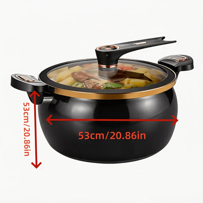 Nonstick Soup Pot Large Capacity 1.85 Gallon Twist Lock Handle Cooking Pot for Gas Stove Induction Cooker Open Flame Multifunctional Stew