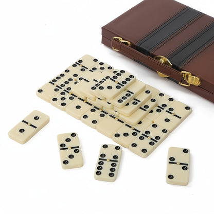 Double Six Dominoes Set 28pcs White – Extra Large Classic Domino Game with Gold Spinner & Premium Storage Box
