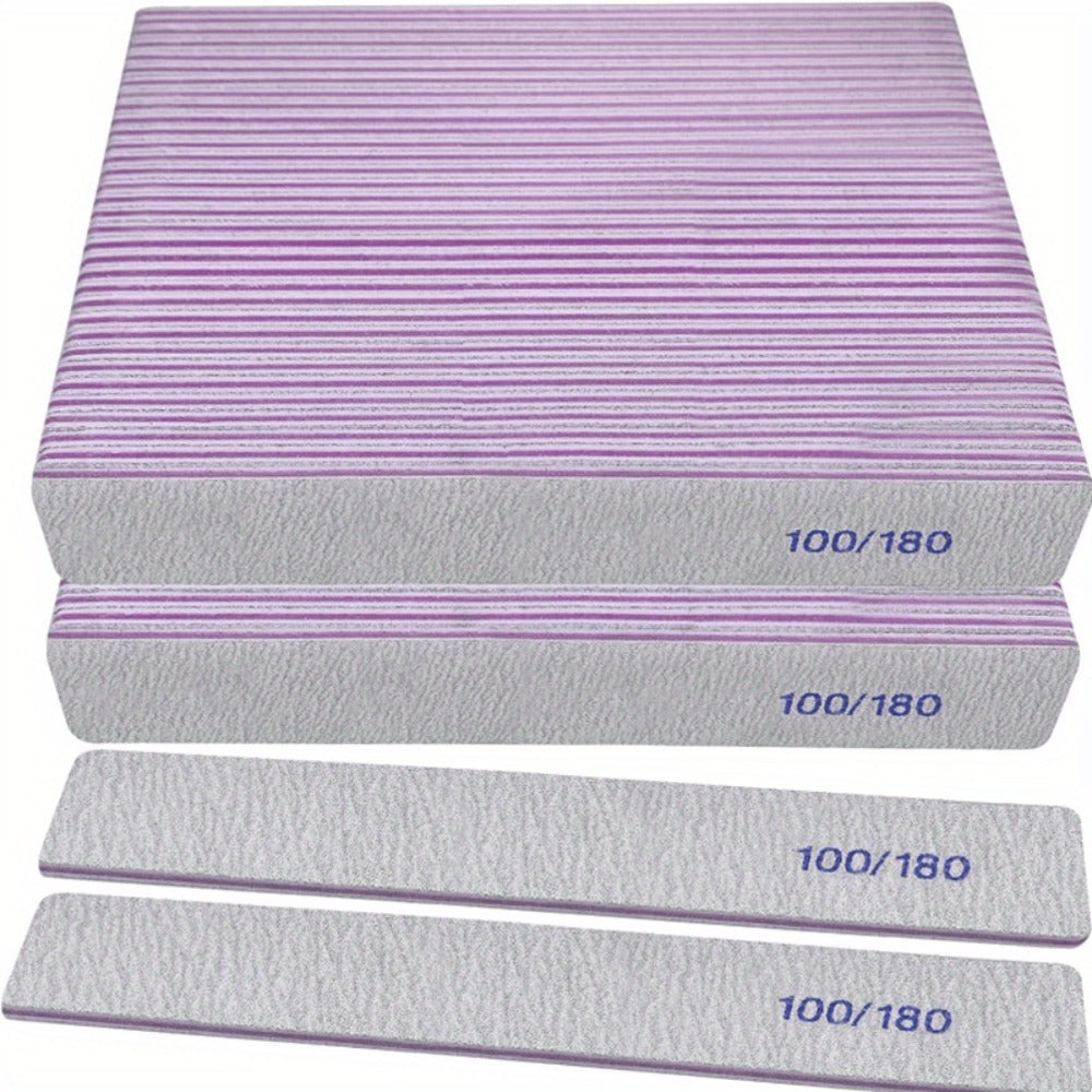 Emery Boards Nail Files 50 Pack 100 180 Grit Double Sided Professional Fingernail Filer Set Reusable for Natural Acrylic Gel Nails Manicure