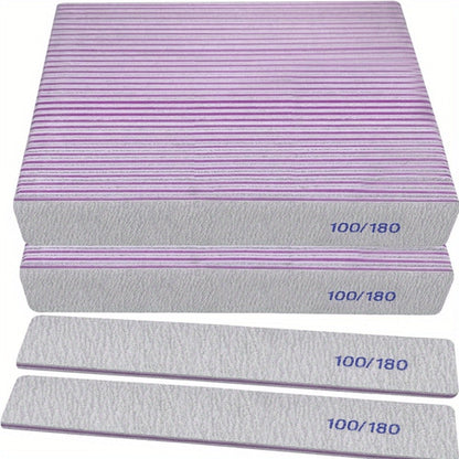 Emery Boards Nail Files 50 Pack 100 180 Grit Double Sided Professional Fingernail Filer Set Reusable for Natural Acrylic Gel Nails Manicure