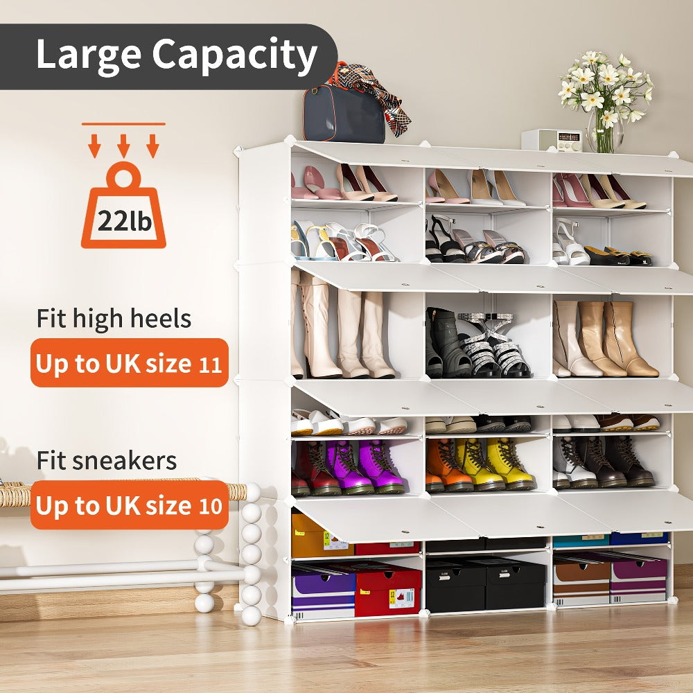 Shoe Rack Organizer Free Standing, Shoe Storage Cabinet for Boots, Slippers & High Heels, 2×6 / 3×8 Tier Shoe Shelf for Closet