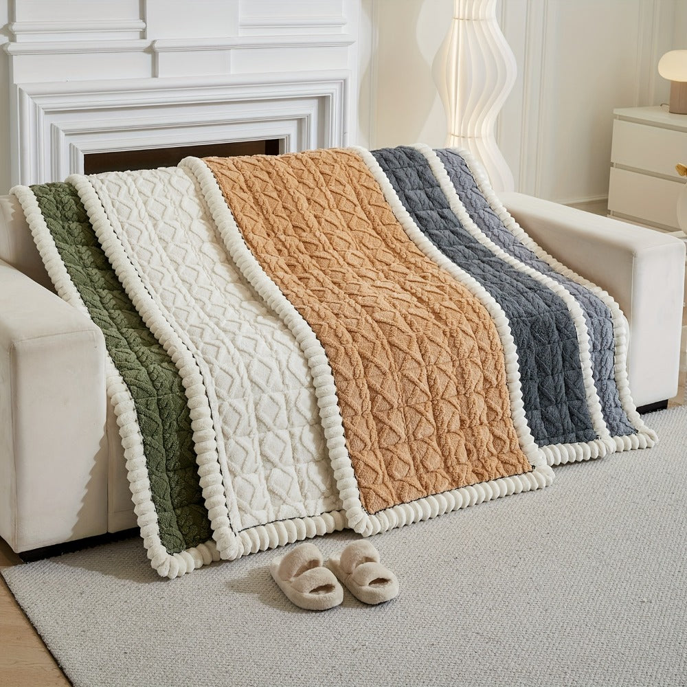 Sofa Cover Bohemian Quilted Shu Velveteen Panels with Ruffles and Design in Five Colors with Model-Specific Size and Color Options